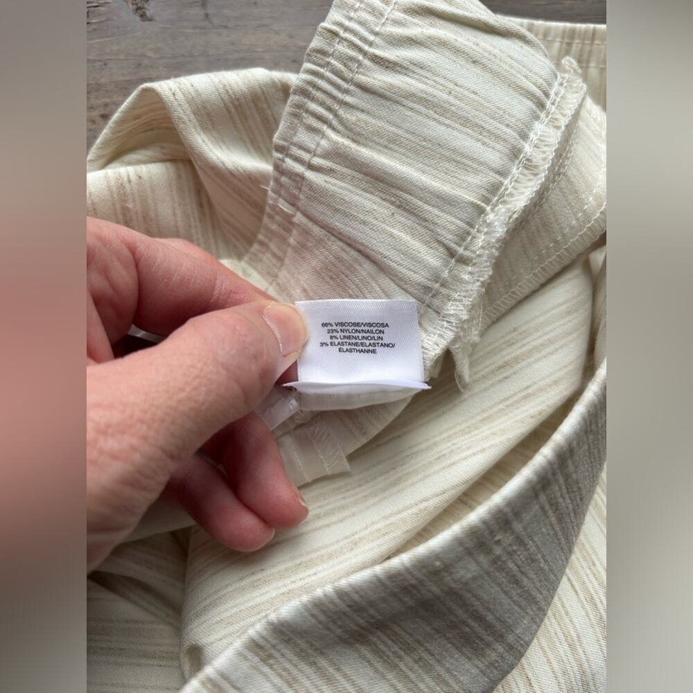 Anne Klein Womens L Tan White Stripe Straight Leg Trouser Business Office Resort - Picture 8 of 10